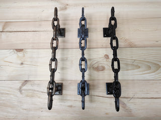 Hand Forged Iron Chain Door Handle: Rustic Barn Decor