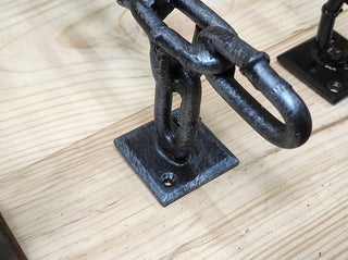 Hand Forged Iron Chain Door Handle: Rustic Barn Decor