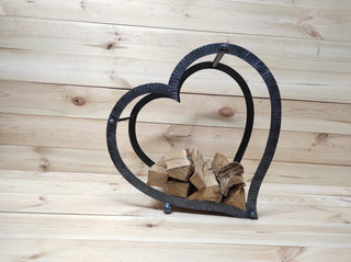 Firewood storage basket, Firewood rack Heart, Metal basket for firewood, Fireplace basket, Storage basket, Wrought iron baskets