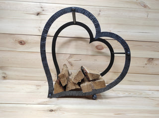 Heart Firewood Rack: Wrought Iron Fireplace Basket