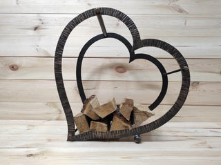 Log holder, Firewood storage, Firewood rack Heart, Firewood basket, Metal basket for firewood, Storage basket, Wrought iron basket