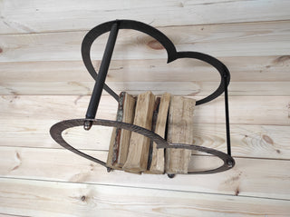 Log holder, Firewood storage, Firewood rack Heart, Firewood basket, Metal basket for firewood, Storage basket, Wrought iron basket