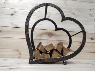 Log holder, Firewood storage, Firewood rack Heart, Firewood basket, Metal basket for firewood, Storage basket, Wrought iron basket