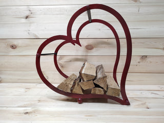 Heart Firewood Rack: Handmade Metal Log Holder