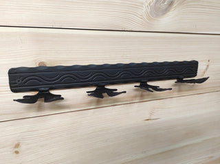 Hand Forged Fireplace Tool Set: Poker, Tongs, Shovel, Broom & Rack