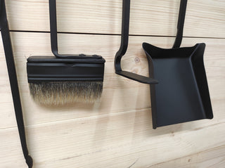 Hand Forged Fireplace Tools Set: Poker, Tongs, Shovel, Broom & Wall Rack