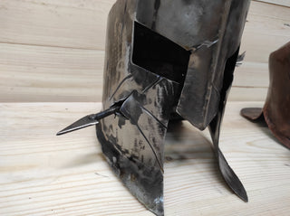 Handmade Spartan Helmet Axe Holder: Metal Axe Stand