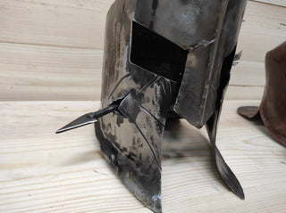 Spartan helmet, axe stand, axe holder, handmade helmet, metal helmet,iron axe holder