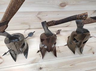Handmade Spartan Helmet Axe Holder: Metal Axe Stand
