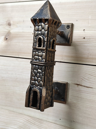 Hand Forged Iron Castle Door Handle: Medieval Barn Decor