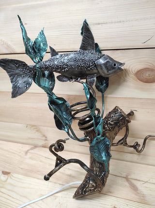 Handmade Forged Fish Wall Sconce: Sea Night Light