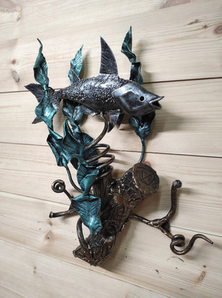 Handmade Forged Fish Wall Sconce: Sea Night Light