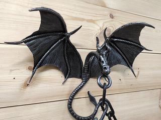 Hand Forged Dragon Wall Lamp: Medieval Viking Decor