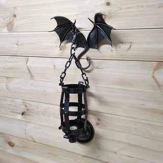Hand Forged Dragon Wall Lamp: Medieval Viking Decor