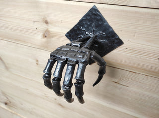 Hand Forged Skeleton Hand Door Pull: Gothic Halloween Decor