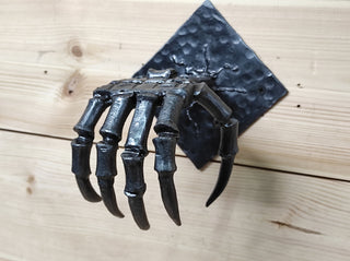 Hand Forged Skeleton Hand Door Pull: Gothic Halloween Decor