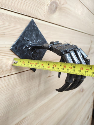 Hand Forged Skeleton Hand Door Pull: Gothic Halloween Decor