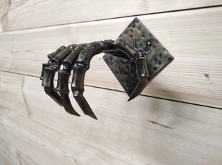 Hand Forged Steel Skeleton Hand Door Handle - Gothic Decor