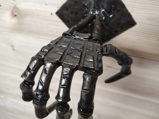 Hand Forged Steel Skeleton Hand Door Handle - Gothic Decor