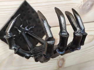 Skeleton Hands Axe Wall Mount: Handmade Iron Axe Holder