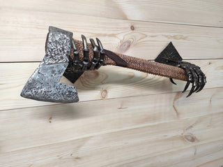 Skeleton Hands Axe Wall Mount: Handmade Iron Axe Holder