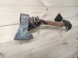 Axe Wall Holder,Skeleton Hands, axe stand, axe holder, handmade holder, iron axe holder