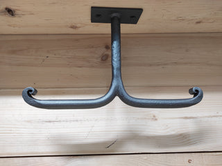 Forged Double Toilet Paper Holder with Shelf Mounting