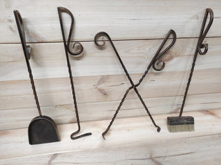 Hand Forged Fireplace Tools Set: Bronze Finish, 4 Piece with Stand