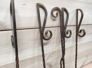 Hand Forged Fireplace Tools Set: Bronze Finish, 4 Piece with Stand
