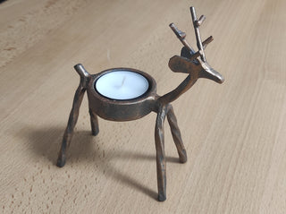 Handmade Reindeer Christmas Candlestick: Metal Holiday Decor