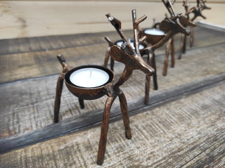 Handmade Reindeer Candle Holder: Metal Christmas Candlestick