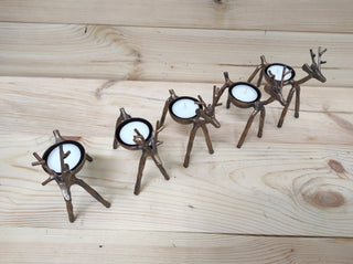 Handmade Reindeer Candle Holder: Metal Christmas Candlestick