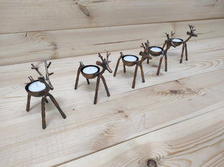 Handmade Reindeer Candle Holder: Metal Christmas Candlestick