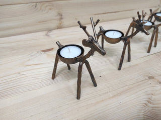 Handmade Reindeer Candle Holder: Metal Christmas Candlestick