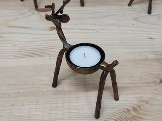 Handmade Reindeer Candle Holder: Metal Christmas Candlestick