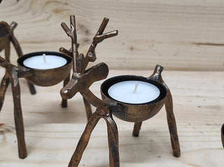 Handmade Reindeer Candle Holder: Metal Christmas Candlestick
