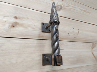 Hand Forged Iron Castle Door Handle: Medieval Barn Decor