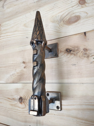 Hand Forged Iron Castle Door Handle: Medieval Barn Decor