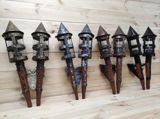 Handmade Medieval Wall Sconce: Outdoor Double Torch Light