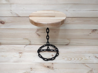 Handmade Beech Wood Table: Forged Iron Base, Bedside Plant Stand