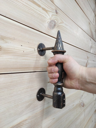 Hand Forged Iron Castle Door Handle: Rustic Barn Decor