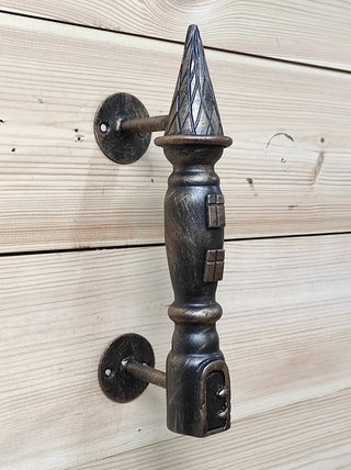 Hand Forged Iron Castle Door Handle: Rustic Barn Decor