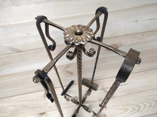 Forged fireplace tools set, fireplace poker, fireplace tongs, shovel, broom, floor stand, hand forged, fireplace gift