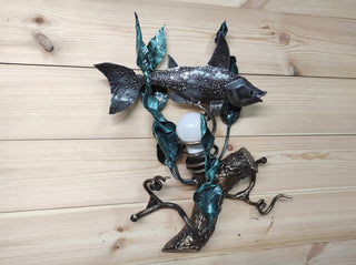 Handmade Forged Fish Wall Sconce: Sea Night Light