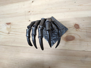 Hand Forged Skeleton Hand Door Pull: Gothic Halloween Decor
