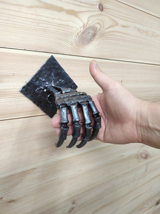 Hand Forged Skeleton Hand Door Pull: Gothic Halloween Decor