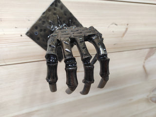 Hand Forged Steel Skeleton Hand Door Handle - Gothic Decor