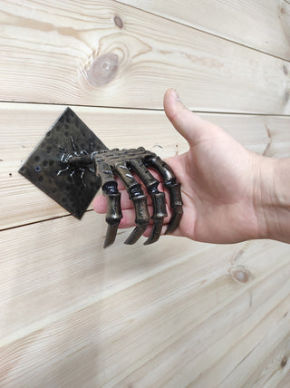 Hand Forged Steel Skeleton Hand Door Handle - Gothic Decor