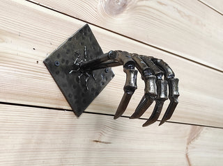 Hand Forged Steel Skeleton Hand Door Handle - Gothic Decor