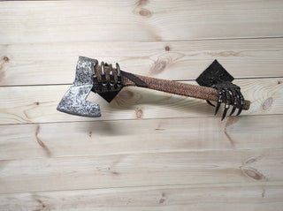 Skeleton Hands Axe Wall Mount: Handmade Iron Axe Holder